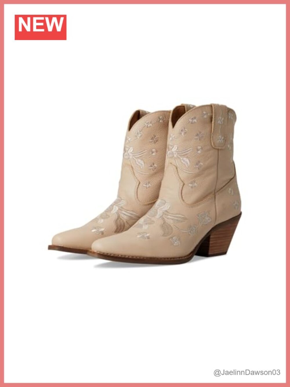 Women's Sweetheart Floral Embroidered Snip Toe Pull-On Ankle Boots Mid Heel